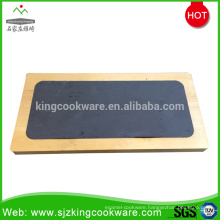 Rectangular Natural Stone Slate Cheese Board Set With Wooden Tray